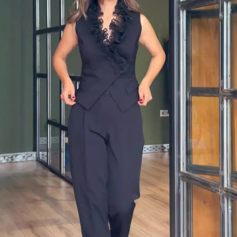 🔥Free Delivery🎁Women’s Elegant Two-Piece Set Sleeveless Top & Pants - Image 3