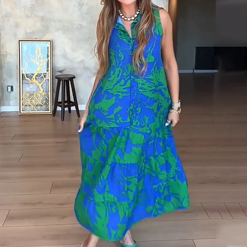 Women’s Fashion Print Sleeveless Maxi Dress - Image 2