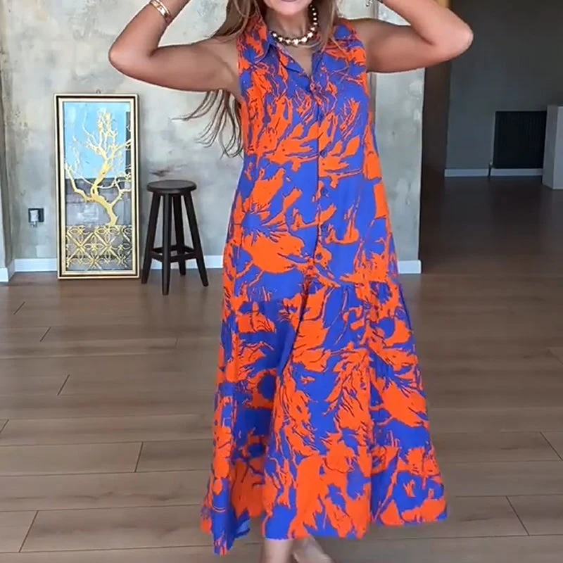Women’s Fashion Print Sleeveless Maxi Dress - Image 3