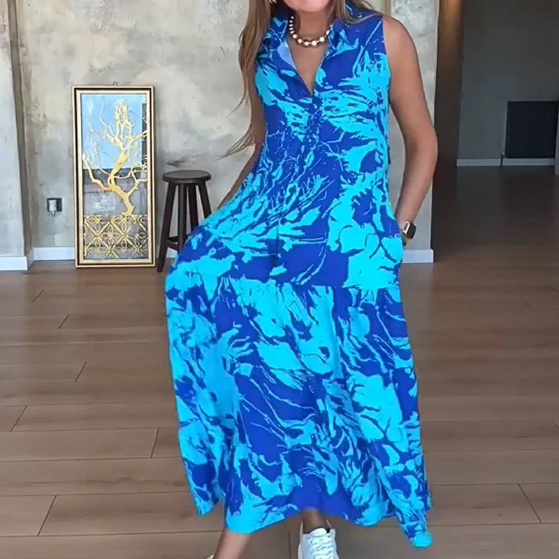 Women’s Fashion Print Sleeveless Maxi Dress - Image 4