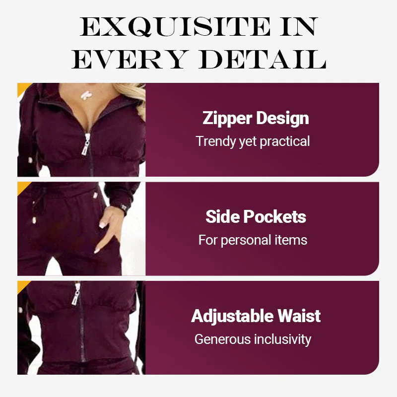 🎅Christmas Pre-sale🎁Women's Full Zip-Up Hoodie 2-Piece Tracksuit Set - Image 5
