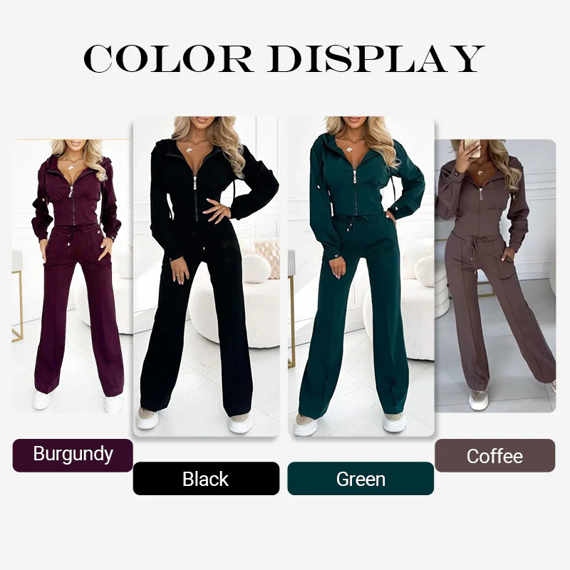 🎅Christmas Pre-sale🎁Women's Full Zip-Up Hoodie 2-Piece Tracksuit Set - Image 6