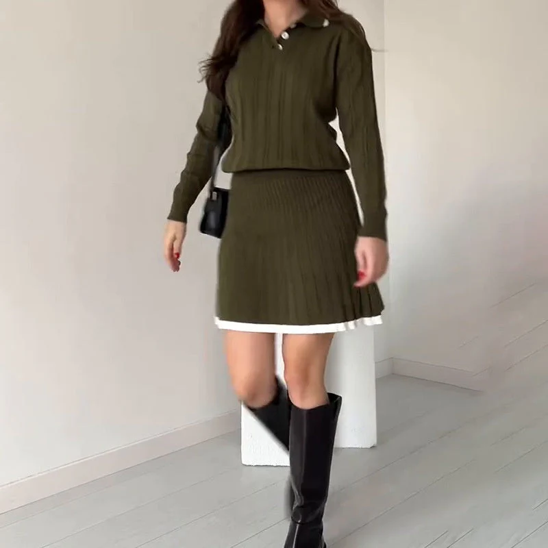 🎅Christmas Pre-sale🎁Women's Knitted Sweater ＆ Short Skirt 2-Piece Set - Image 11