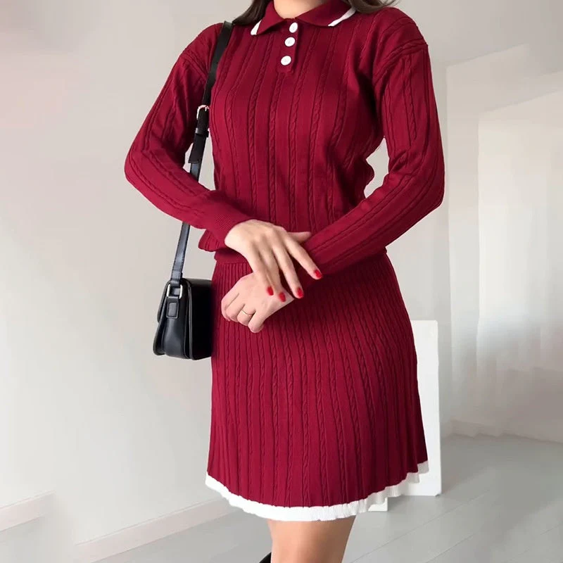 🎅Christmas Pre-sale🎁Women's Knitted Sweater ＆ Short Skirt 2-Piece Set - Image 4