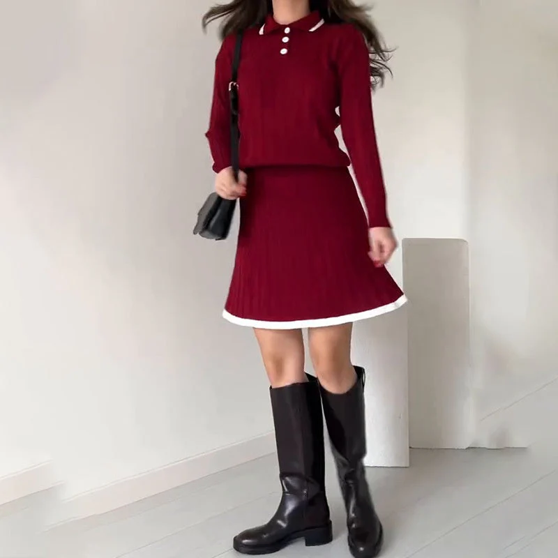 🎅Christmas Pre-sale🎁Women's Knitted Sweater ＆ Short Skirt 2-Piece Set - Image 6