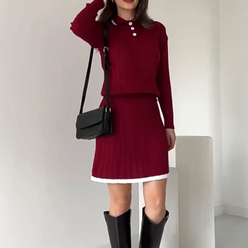 🎅Christmas Pre-sale🎁Women's Knitted Sweater ＆ Short Skirt 2-Piece Set - Image 7
