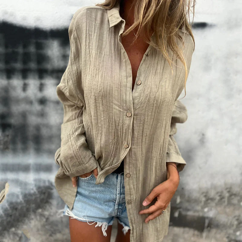 💖Limited Sale 50% OFF💖Women's Oversized Linen Button-Up Shirt - Image 7