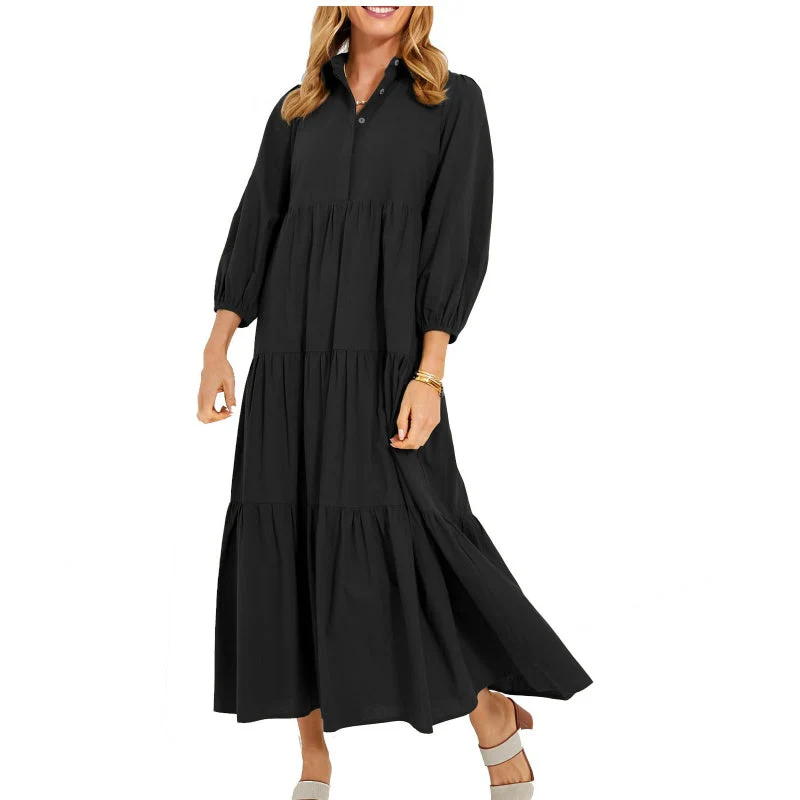 Women's Plus Size Casual Lapel Long Dress - Image 6