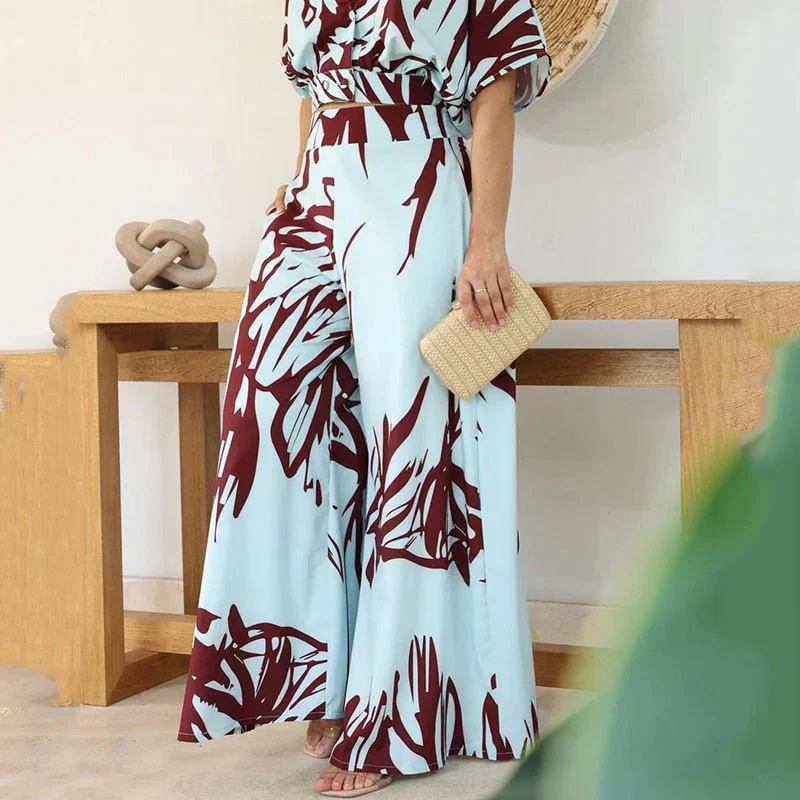 🔥Women’s Printed Top & Wide Leg Pants Set - Image 5