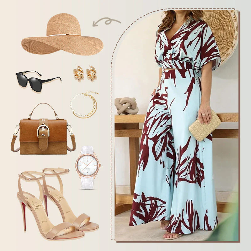 🔥Women’s Printed Top & Wide Leg Pants Set - Image 6