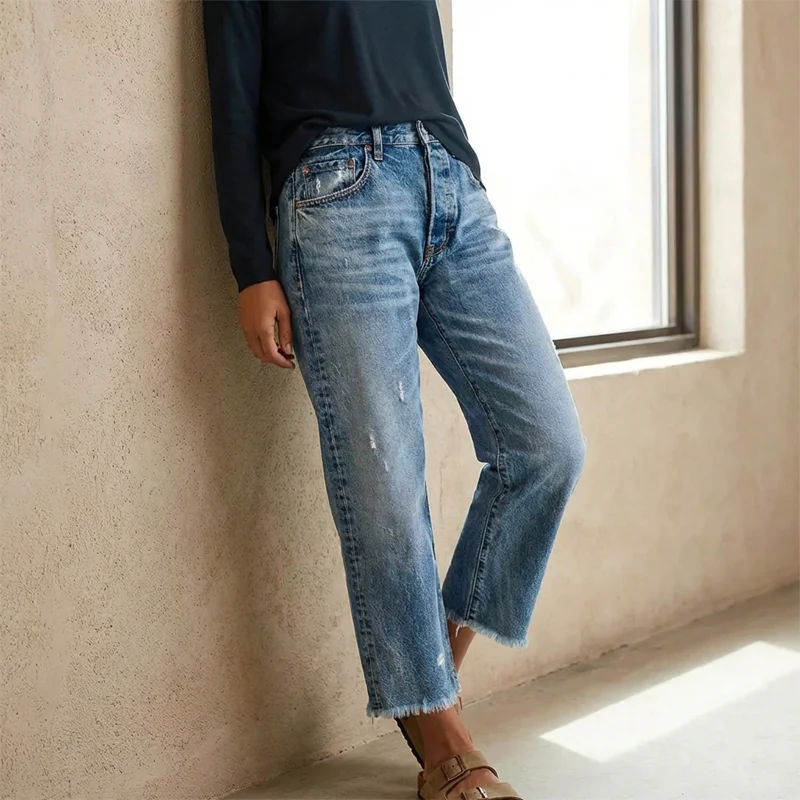 👖New arrival 40% OFF!🥰Women’s Retro Cropped Straight-Leg Jeans - Image 4