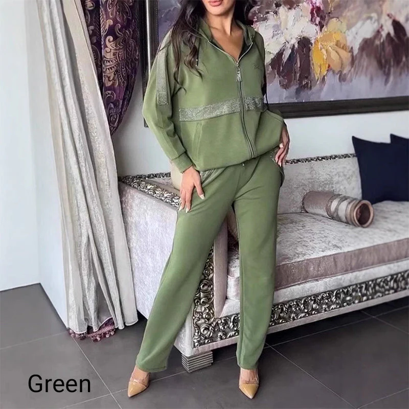 🎅Christmas 50% off sale💥Women's Sequins -Embellished Solid Color Casual 2-piece Set - Image 11