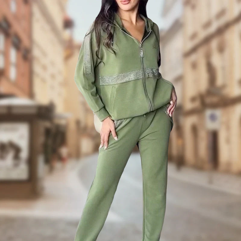 🎅Christmas 50% off sale💥Women's Sequins -Embellished Solid Color Casual 2-piece Set - Image 2