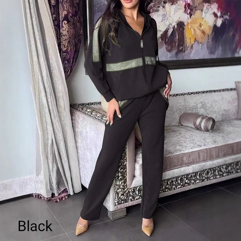 🎅Christmas 50% off sale💥Women's Sequins -Embellished Solid Color Casual 2-piece Set - Image 8