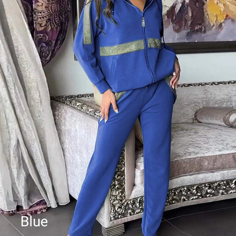 🎅Christmas 50% off sale💥Women's Sequins -Embellished Solid Color Casual 2-piece Set - Image 9