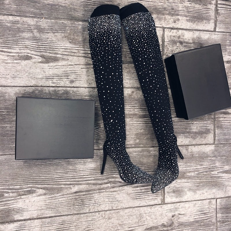 【💫2025 New products】💎✨Women’s Sparkly Faux Diamonds Over-the-Knee Boots - Image 3