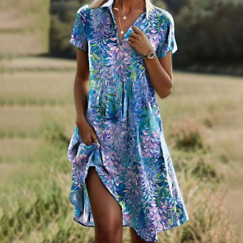🥰New Year Specials🥰Women's Stylish Printed Casual V-Neck Dress - Image 4