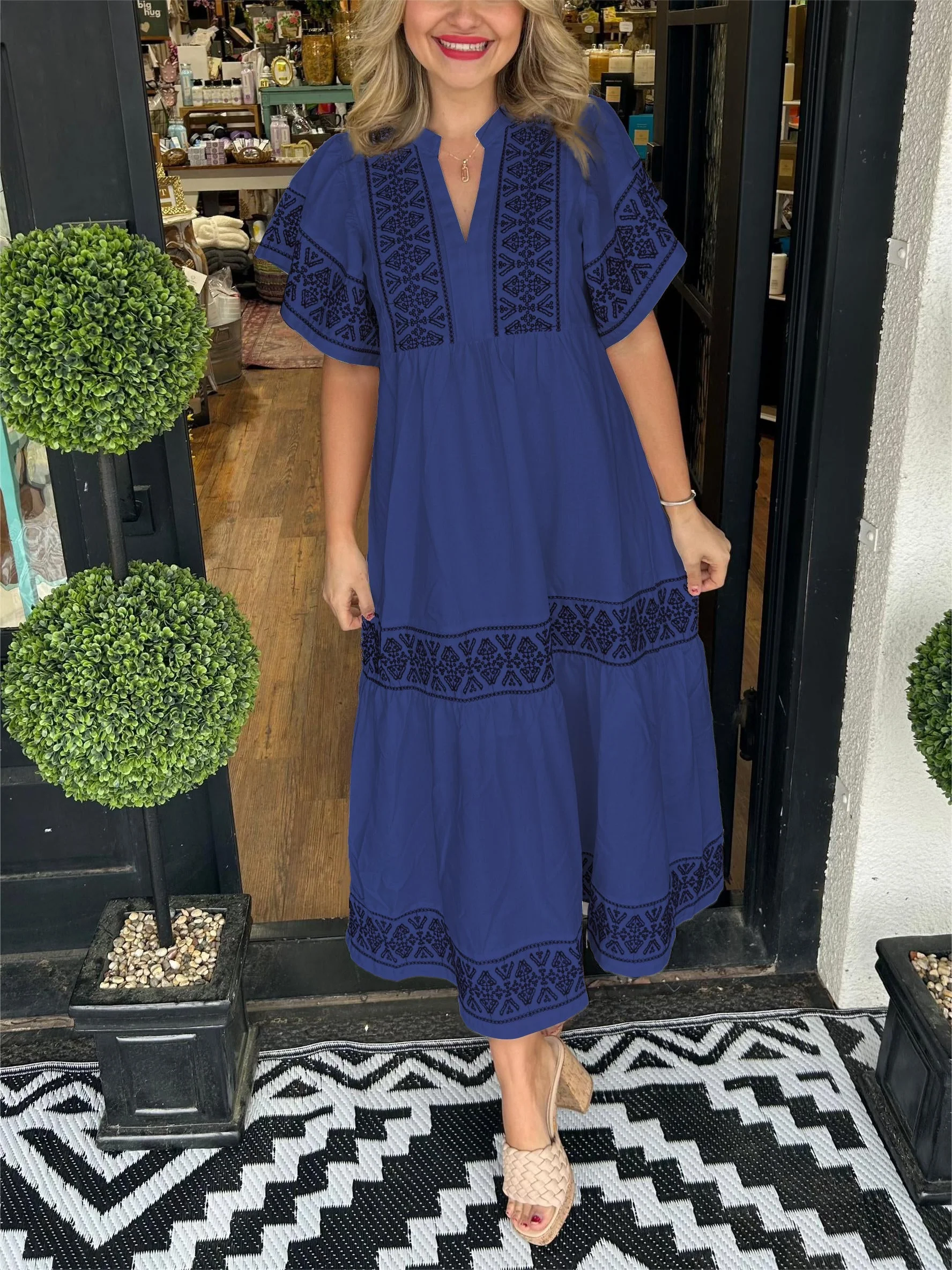 💝2024 Women's V-Neck Boho Maxi Dress💝 - Image 5