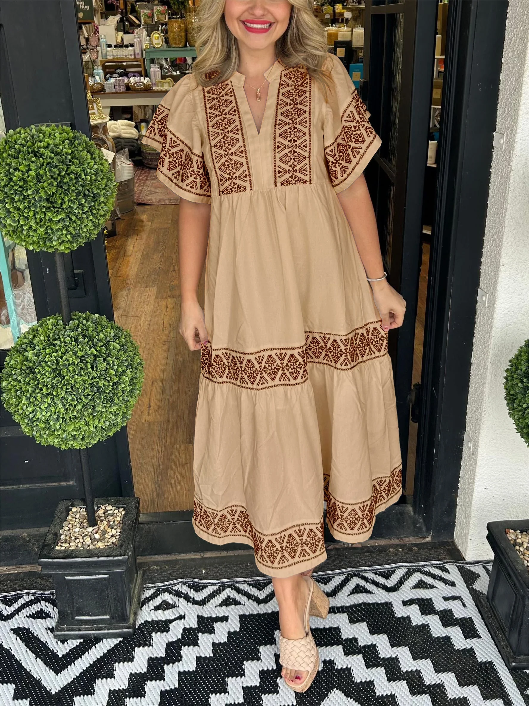 💝2024 Women's V-Neck Boho Maxi Dress💝 - Image 7