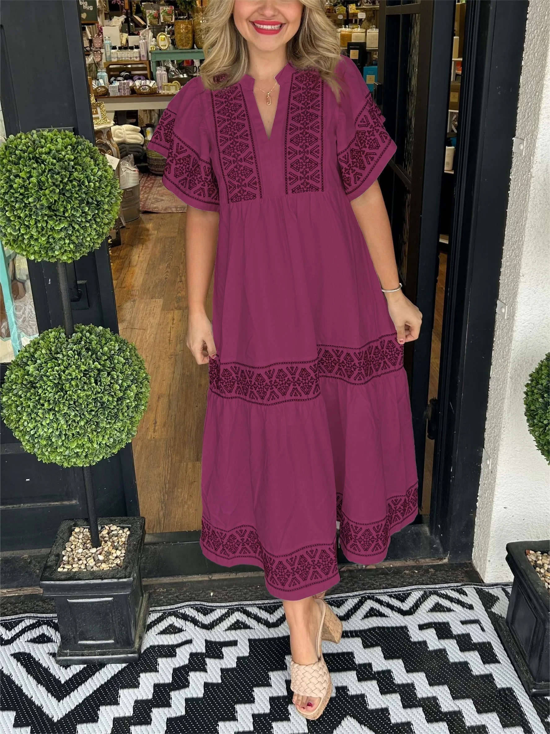 💝2024 Women's V-Neck Boho Maxi Dress💝 - Image 9