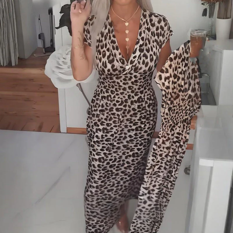 👗New arrival 40% OFF!🥰Women's V-Neck Leopard Print Dress - Image 11