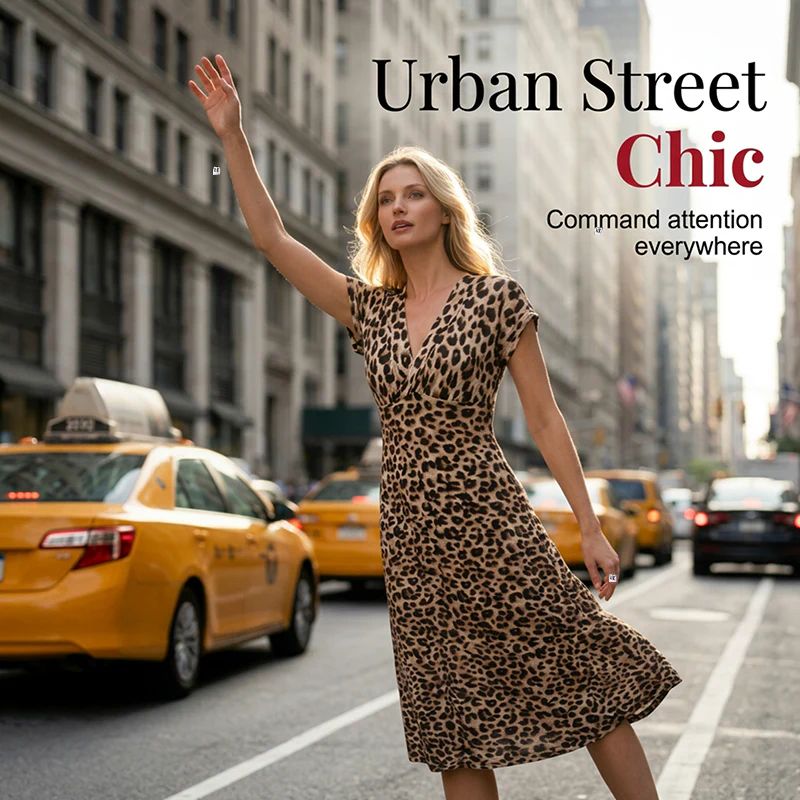 👗New arrival 40% OFF!🥰Women's V-Neck Leopard Print Dress - Image 2