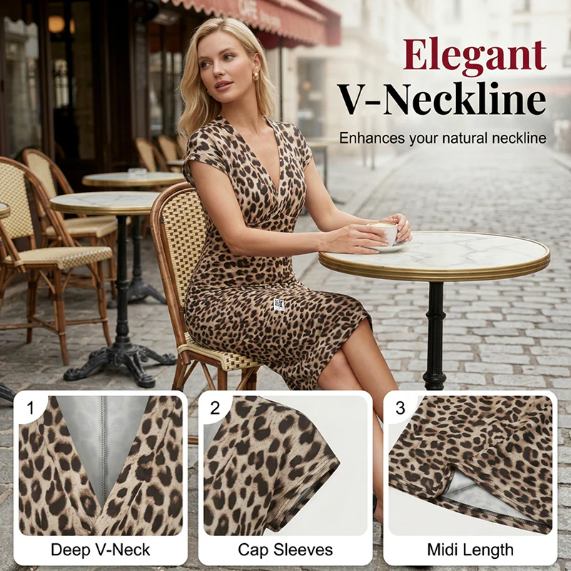 👗New arrival 40% OFF!🥰Women's V-Neck Leopard Print Dress - Image 9