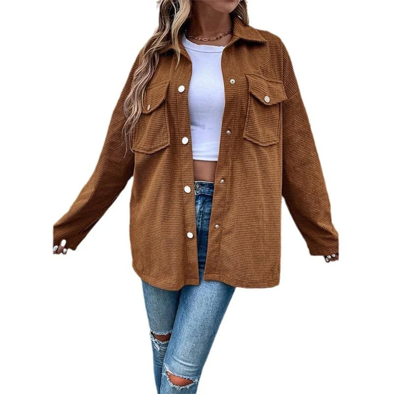 Women's Waffle Knit Button down Shirt Jacket - Image 2