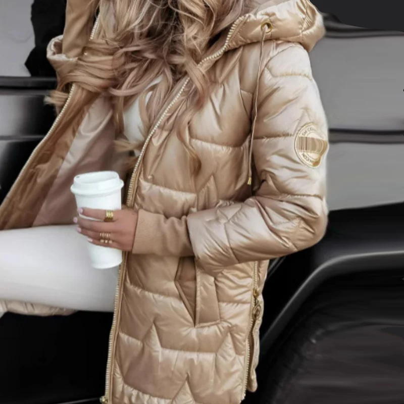Women's Winter Warm Hooded Mid-Length Coats - Image 4