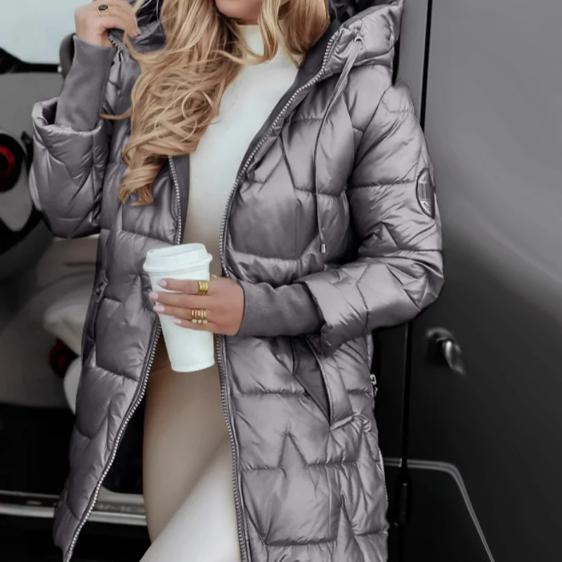 Women's Winter Warm Hooded Mid-Length Coats - Image 9