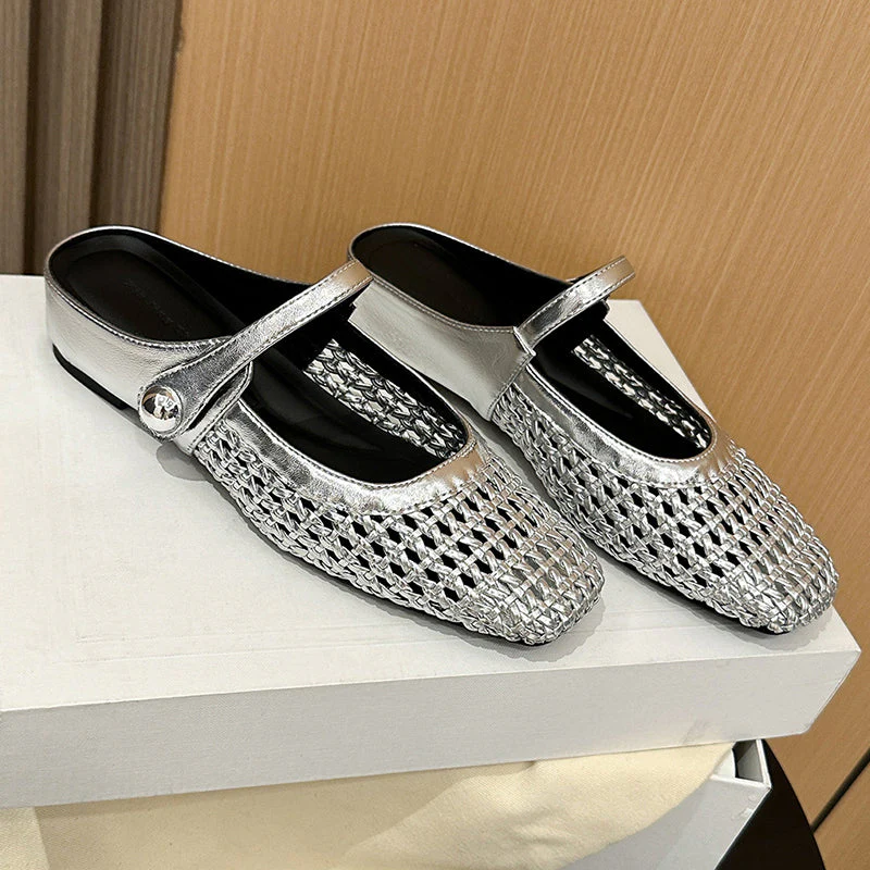 👡45% off!☁️Women's Woven Square-Toe Mary Jane Mules - Image 10