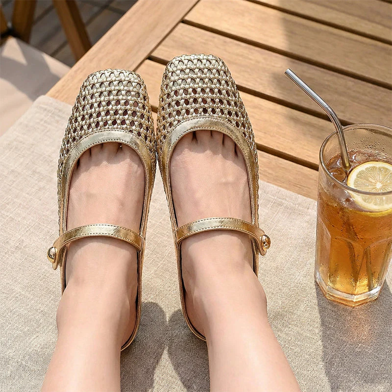 👡45% off!☁️Women's Woven Square-Toe Mary Jane Mules - Image 2