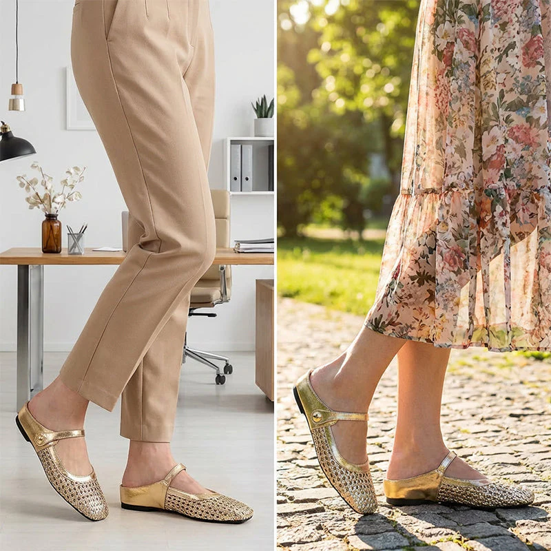 👡45% off!☁️Women's Woven Square-Toe Mary Jane Mules - Image 5