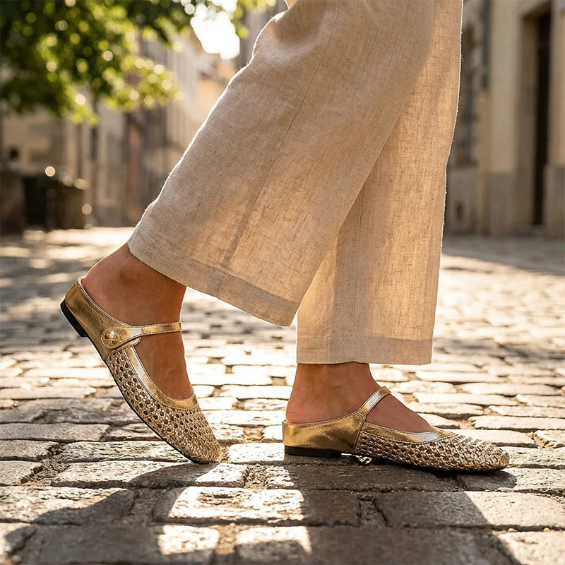 👡45% off!☁️Women's Woven Square-Toe Mary Jane Mules - Image 7