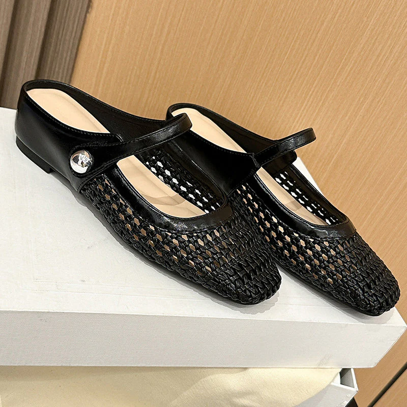 👡45% off!☁️Women's Woven Square-Toe Mary Jane Mules - Image 9