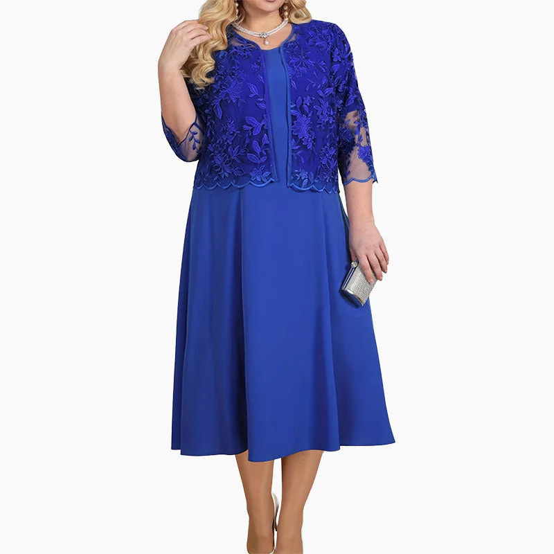 👑2025 HOT SALE 50% OFF🎉Haute Couture luxury|Lace embroidered jacket × satin solid evening dress set - Image 6