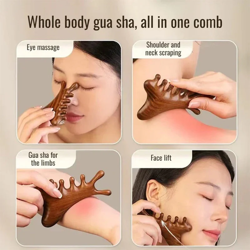 🥳New Year Specials🥳4-in-1 Wooden Scalp Massage Comb Gua Sha Tool - Image 3