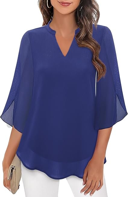 💖Limited Time Sale 49% OFF💖V-neck chiffon shirt - Image 12