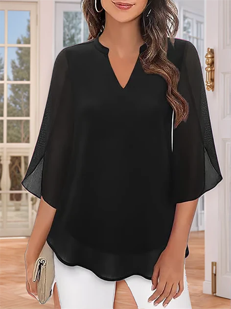 💖Limited Time Sale 49% OFF💖V-neck chiffon shirt - Image 5